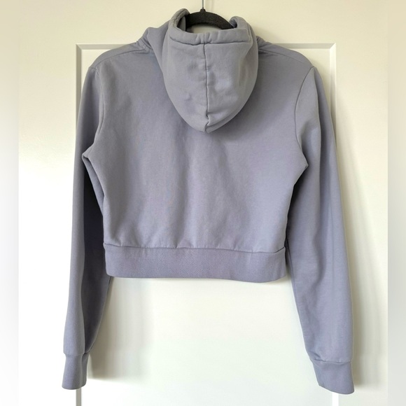 John Galt Light Blue Zip Up Cropped Hoodie - Picture 5 of 7